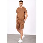 Madmext 5376 Kahverengi Oversize Erkek Şort Takımı