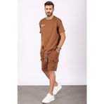 Madmext 5391 Kahverengi Oversize Erkek Şort Takımı
