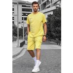 Madmext 5391 Sarı Oversize Erkek Şort Takımı