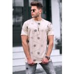 Madmext 5392 Baskılı Bej Oversize T-shirt