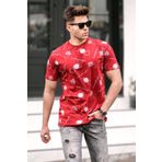 Madmext 5392 Baskılı Bordo Oversize T-shirt