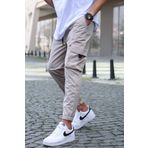 Madmext 5461 Kargo Cep Bej Erkek Jogger Pantolon