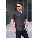 Madmext 5585 Siyah Slim Fit Kısa Kol Erkek Gömlek