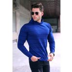 Madmext 5623 İndigo Kapüşonlu Erkek Kazak