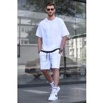 Madmext 5668 Beyaz Oversize Erkek Şort Takımı