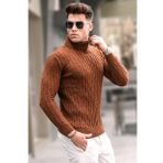 Madmext 5759 Camel Balıkçı Yaka Erkek Triko Kazak
