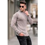 Madmext 5761 Taş Rengi Yarım Balıkçı Yaka Erkek Triko Kazak