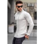 Madmext 5764 Taş Rengi Balıkçı Yaka Erkek Triko Kazak