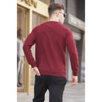 Madmext 5799 Erkek Bordo Bisiklet Yaka Regular Fit Basic Sweatshirt