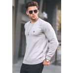 Madmext 5799 Erkek Gri Bisiklet Yaka Regular Fit Basic Sweatshirt