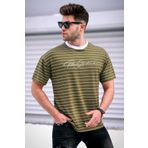 Madmext 5801 Çizgili Haki Erkek T-shirt