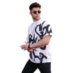 Madmext 5811 Beyaz Over Fit Desenli Erkek T-shirt