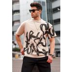 Madmext 5811 Erkek Bej Desenli T-shirt