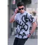 Madmext 5811 Erkek Boyalı Gri Desenli T-shirt