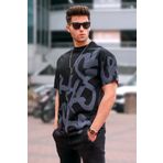 Madmext 5811 Erkek Siyah Desenli T-shirt