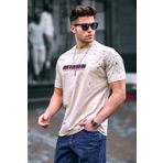Madmext 5814 Erkek Baskılı Bej T-shirt