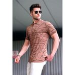 Madmext 5817 Erkek Polo Yaka Kırmızı Desenli T-shirt
