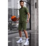 Madmext 5820 Haki Baskılı Erkek Şort Takımı