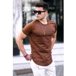 Madmext 5843 Erkek Bej Baskılı Basic T-shirt