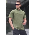 Madmext 5858 Haki Fermuar Yaka Erkek T-shirt