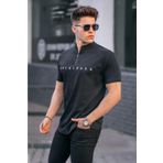 Madmext 5858 Siyah Fermuar Yaka Erkek T-shirt