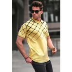 Madmext 5867 Sarı Düğmeli Polo Yaka Erkek T-shirt