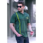 Madmext 5872 Haki Desenli Polo Yaka Erkek Tişört