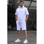 Madmext 5919 Beyaz Kapüşonlu Şort Takım