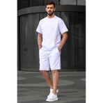 Madmext 5921 Beyaz Basic Erkek Şort Takım