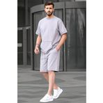 Madmext 5921 Boyalı Gri Basic Erkek Şort Takım