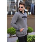 Madmext 6003 Antrasit Baskılı Fermuar Detaylı Erkek Sweatshirt