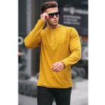 Madmext 6007 Hardal Waffle Kumaş Basic Erkek Kazak