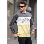 Madmext 6013 Füme Erkek Bisiklet Yaka Baskılı Sweatshirt
