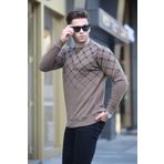 Madmext 6019 Camel Bisiklet Yaka Erkek Triko Kazak