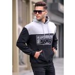 Madmext 6022 Siyah Erkek Kapüşonlu Desenli Sweatshirt