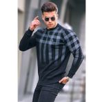 Madmext 6031 Siyah Erkek Bisiklet Yaka Baskılı Sweatshirt