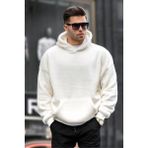 Madmext 6050 Ekru Peluş Kapüşonlu Erkek Sweatshirt
