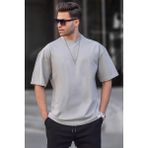 Madmext 6066 Boyalı Gri Oversize Fit Basic Erkek T-shirt