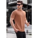 Madmext 6069 Kahverengi Regular Fit Basic Erkek T-shirt