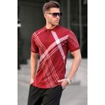Madmext 6079 Bordo Desenli Polo Yaka Erkek T-shirt