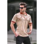 Madmext 6080 Bej Desenli Polo Yaka Erkek T-shirt