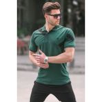Madmext 6081 Koyu Yeşil Desenli Polo Yaka Erkek T-shirt