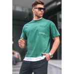 Madmext 6090 Koyu Yeşil Parçalı Basic Erkek T-shirt