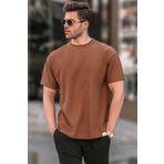 Madmext 6099 Kahverengi Regular Fit Basic Erkek T-shirt
