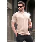 Madmext 6105 Bej Regular Fit Polo Yaka Erkek T-shirt