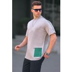Madmext 6111 Boyalı Gri Baskılı Over Fit Erkek T-shirt