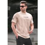 Madmext 6112 Bej Bisiklet Yaka Erkek T-shirt