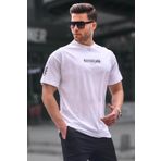 Madmext 6112 Beyaz Bisiklet Yaka Erkek T-shirt