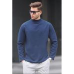 Madmext 6114 İndigo Balıkçı Yaka Oversize Erkek Kazak