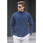 Madmext 6114 İndigo Balıkçı Yaka Oversize Erkek Kazak